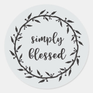 Simply Blessed word art Classic Round Sticker