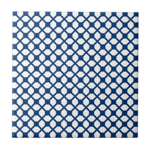 Simply Blue Quatrefoil Pattern - blue and white Tile