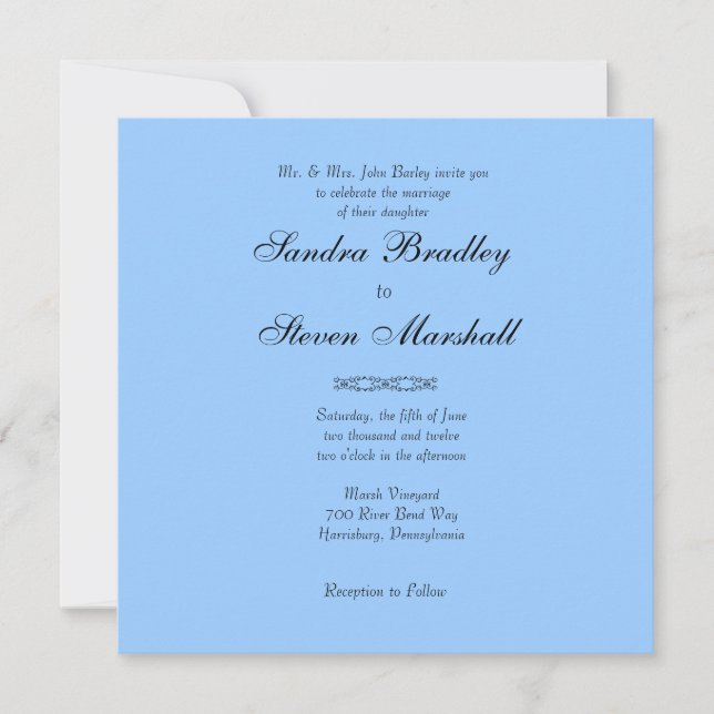 Simply Blue Wedding Invitation (Front)