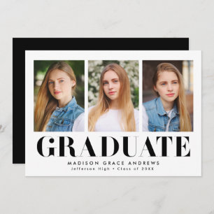 Simply Bold   Black and White Graduation Party Invitation