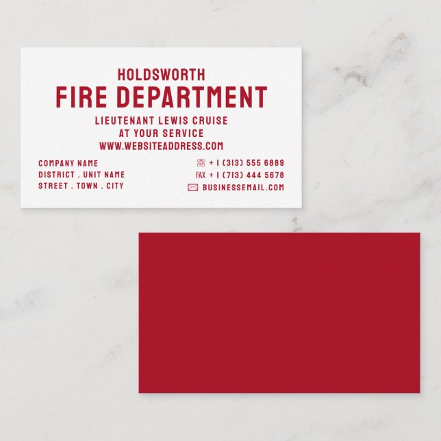 Simply Bold, Firefighter Business Card (Front/Back)