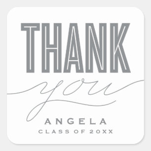 SIMPLY BOLD MODERN THANK YOU GRAD FAVOR STICKER
