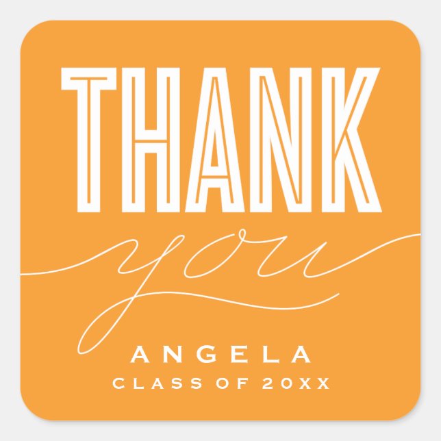 SIMPLY BOLD MODERN THANK YOU GRAD FAVOR STICKER (Front)