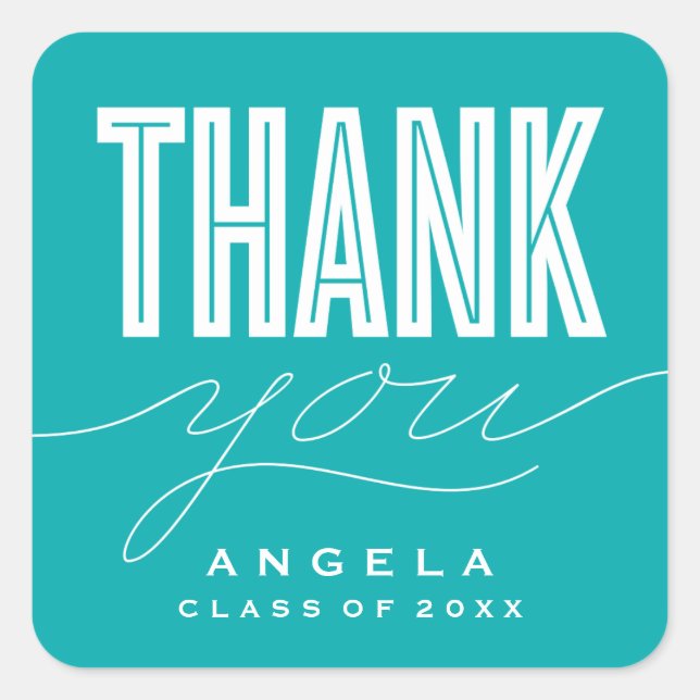 SIMPLY BOLD MODERN THANK YOU GRAD FAVOR STICKER (Front)