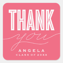 SIMPLY BOLD MODERN THANK YOU GRAD FAVOR STICKER