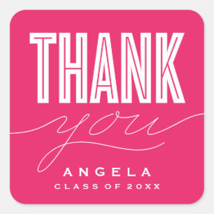 SIMPLY BOLD MODERN THANK YOU GRAD FAVOR STICKER