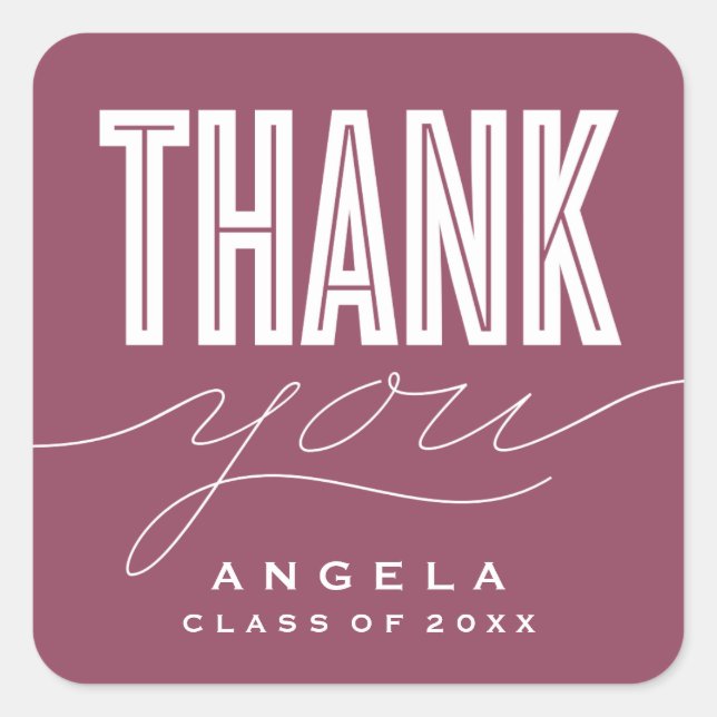 SIMPLY BOLD MODERN THANK YOU GRAD FAVOR STICKER (Front)