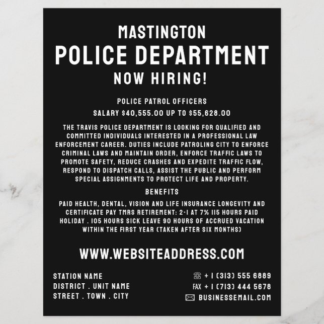 Simply Bold, Police Officer Law Recruitment Flyer (Front)