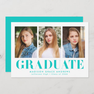 Simply Bold Turquoise Graduation Party Invitation