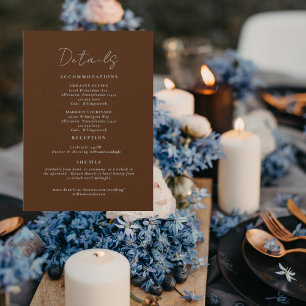 Simply Brown Wedding Details Enclosure Invitation