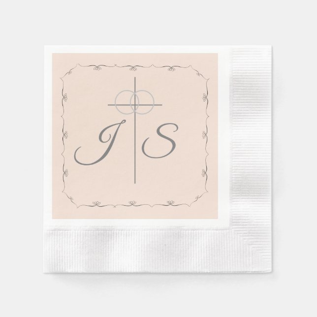 Simply Catholic Champagne Pink Wedding Menu Napkin (Front)