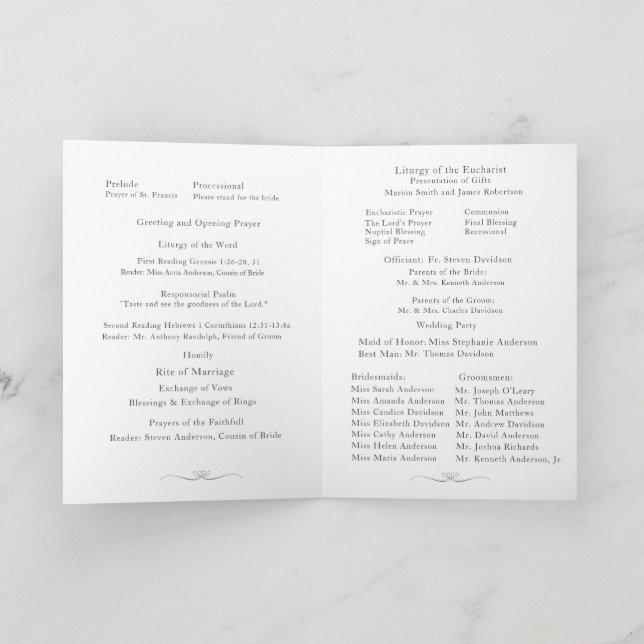 Simply Catholic Nuptial Mass with Photo  Program (Inside)