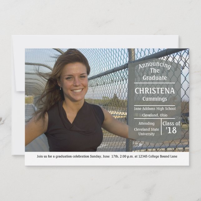 Simply Charming Graduation Party Announcement (Front)