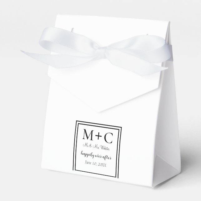 Simply Chic Black & White Wedding  Favor Box (Front Side)