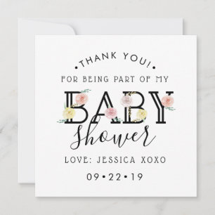 Simply Chic Floral Garden Baby Shower Thank You Card