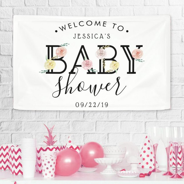 Simply Chic Floral Garden Baby Shower Welcome Banner (Creator Uploaded)