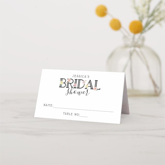 Simply Chic Floral Garden Bridal Shower Place Card (Front)