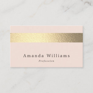 Simply Chic Gold Foil Stripe On Blush Pink Business Card