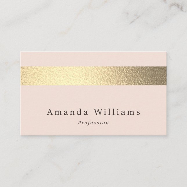 Simply Chic Gold Foil Stripe On Blush Pink Business Card (Front)