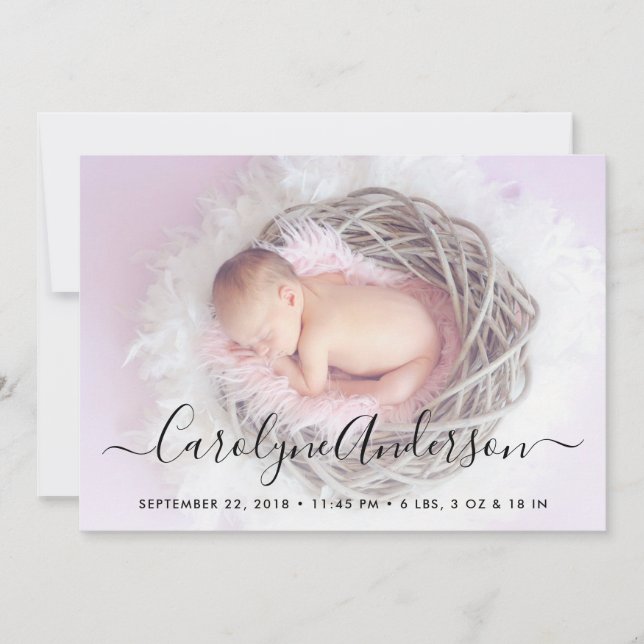 Simply Chic Lilac Pois Faire-part de naissance (Devant)