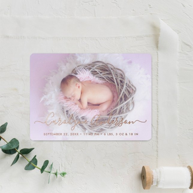 Simply Chic Lilac Polka Dots Birth Announcement (Creator Uploaded)