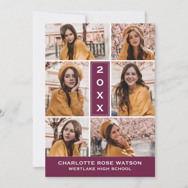 SIMPLY CHIC PHOTO COLLAGE GRADUATION INVITATION (Front)