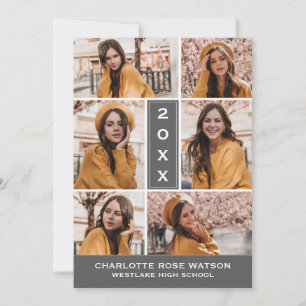 SIMPLY CHIC PHOTO COLLAGE GRADUATION INVITATION