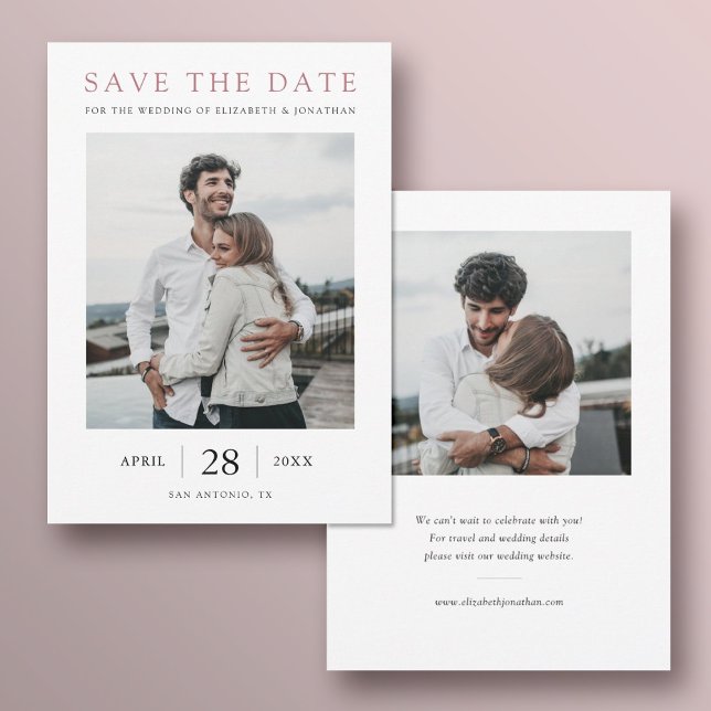Simply Chic Rose Gold 2 Photo Wedding Save The Date (Creator Uploaded)