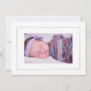 Simply Chic Silver Foil Photo Birth Announcement