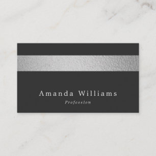 Simply Chic Silver Foil Stripe On Charcoal Business Card
