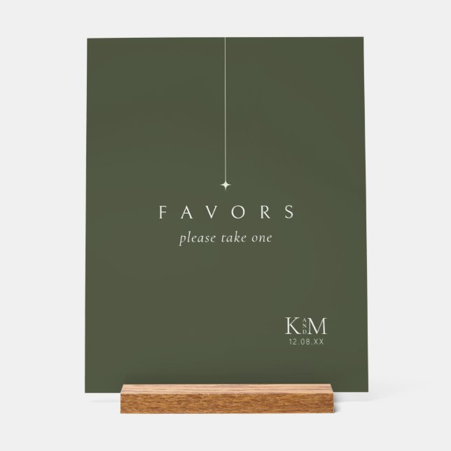 Simply Chic Wedding Favours Moss Green ID1046 Acrylic Sign (Front)
