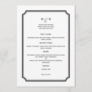 Simply Chic Wedding Menu Card