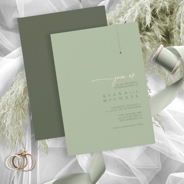 Simply Chic Wedding Sage/Moss ID1046 Invitation (Creator Uploaded)