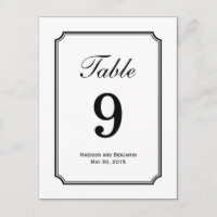 Simply Chic Wedding Table Number Card