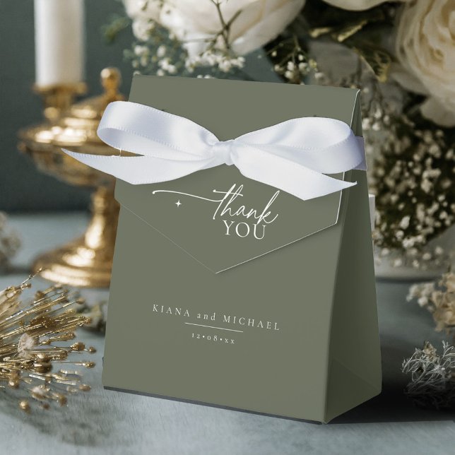 Simply Chic Wedding Thank You Moss Green ID1046 Favor Box (Creator Uploaded)