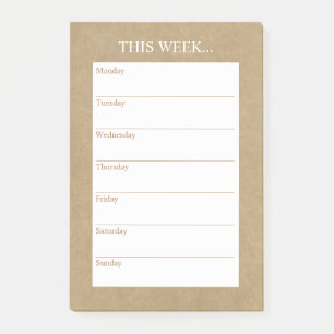 Simply Chic Weekly Planner Rustic Kraft Post-it Notes