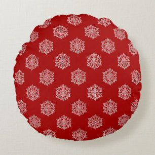 Simply Christmas Collection Red & White Snowflake Round Pillow