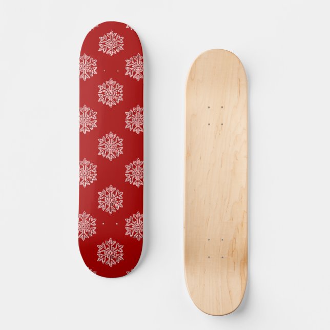 Simply Christmas Collection Red & White Snowflake Skateboard (Front)