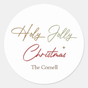 Simply Christmas Script Classic Round Sticker