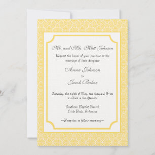 Simply Classic Damask Wedding Invite