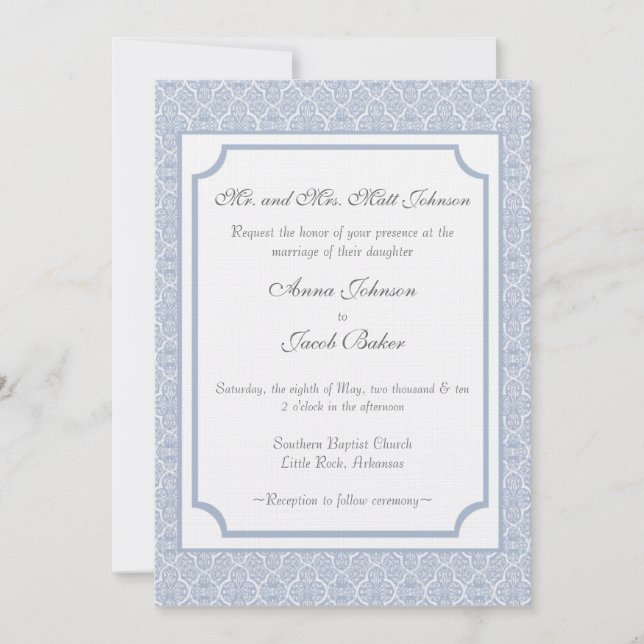 Simply Classic Damask Wedding Invite (Front)