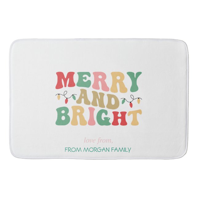 Simply Colourful Merry And Bright String Lights Bath Mat (Front)