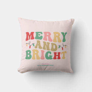 Simply Colourful Merry And Bright String Lights Throw Pillow