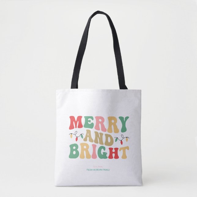 Simply Colourful Merry And Bright String Lights Tote Bag (Front)