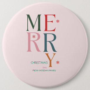 Simply Colourful Merry Christmas Pink 6 Inch Round Button
