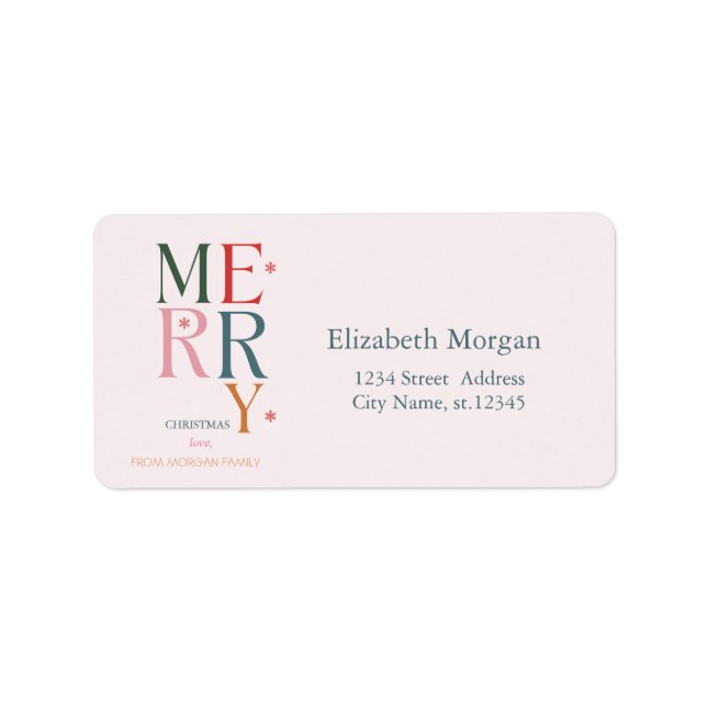 Simply Colourful Merry Christmas Pink Label (Front)