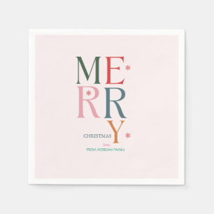 Simply Colourful Merry Christmas Pink Napkin