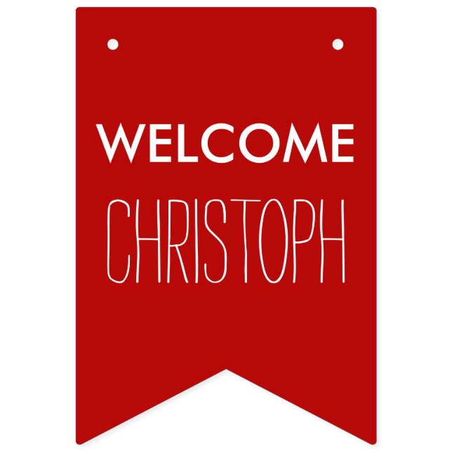 Simply colours & your Text: WELCOME "NAME" Bunting Flags (First Flag)