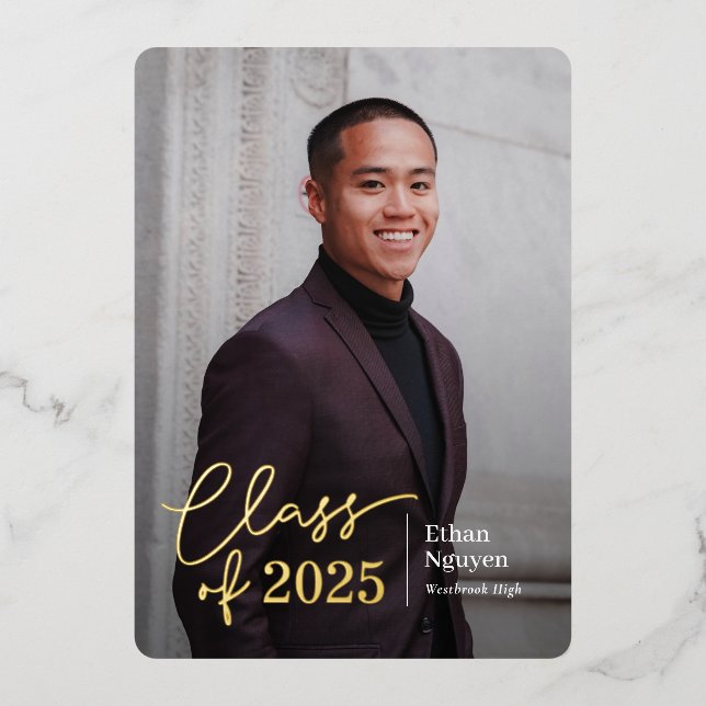 Simply Confident Foil Graduation Invitation (Front)