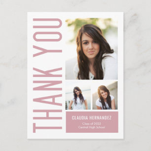 Simply Cool Editable Colour Graduation Thank You P Postcard